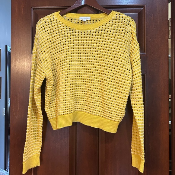 Calvin Klein Sweaters - Calvin Klein Jeans Mustard Yellow Open Knit Cropped Sweater M